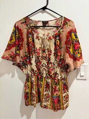 Vineet Bahl Anthropologie Floral Peasant Top, size small
